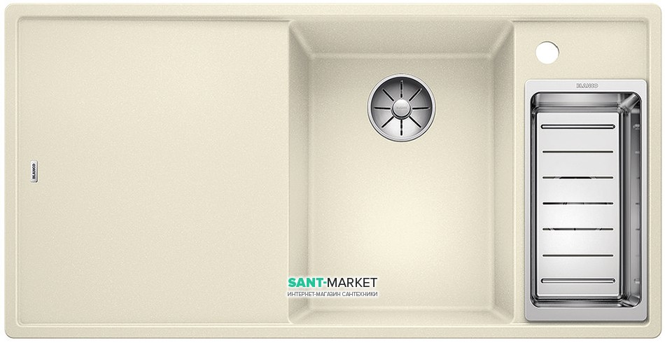 Мийка для кухні прямокутна BLANCO Axia III 6S SILGRANIT врізна з клапаном-автоматом жасмин 523478