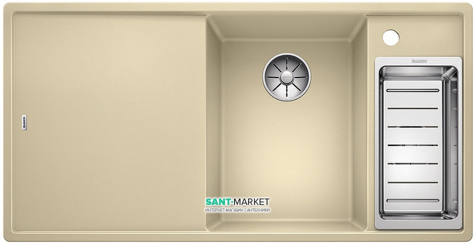 Мойка для кухни прямоугольная BLANCO Axia III 6S SILGRANIT врезная  с клапаном-автоматом  шампань 523479