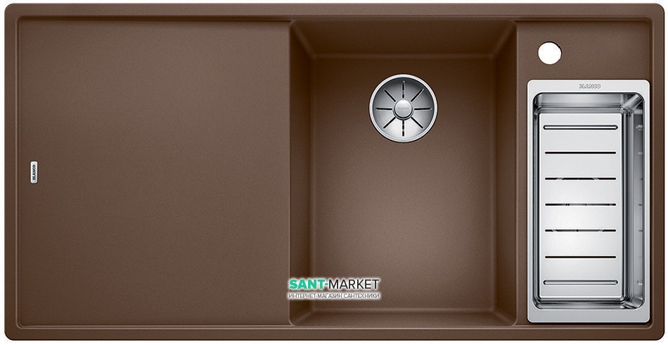 Мойка для кухни прямоугольная BLANCO Axia III 6S SILGRANIT врезная  с клапаном-автоматом  мускат 523481