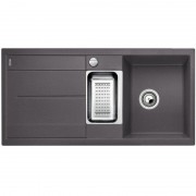 Мийка для кухні прямокутна Blanco METRA 6 S-F штучний граніт 2 чаші темна скеля 519118