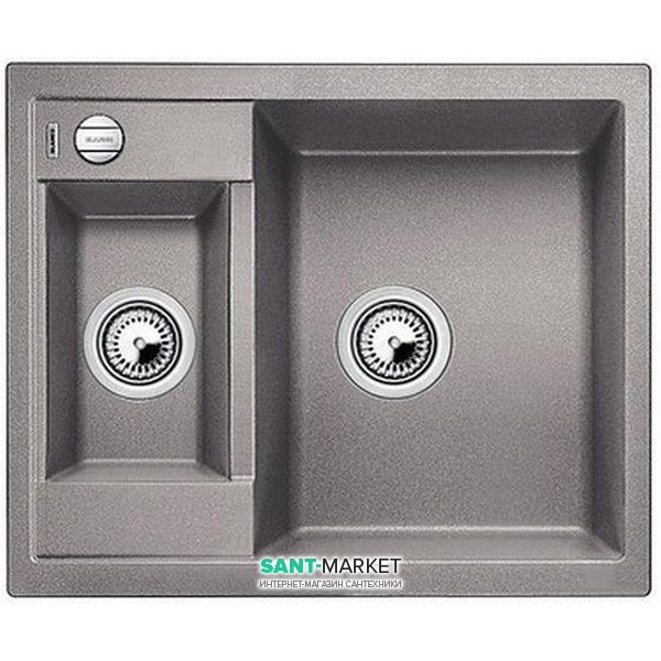 Мийка для кухні прямокутна Blanco METRA 6 F штучний граніт 2 чаші алюметаллик 519135