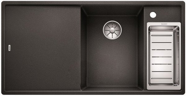 Мийка для кухні прямокутна BLANCO Axia III 6S SILGRANIT врізна з клапаном-автоматом антрацит 523472