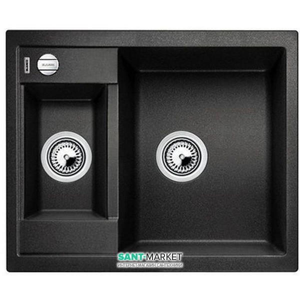Мийка для кухні прямокутна Blanco METRA 6 F штучний граніт 2 чаші антрацит 519134