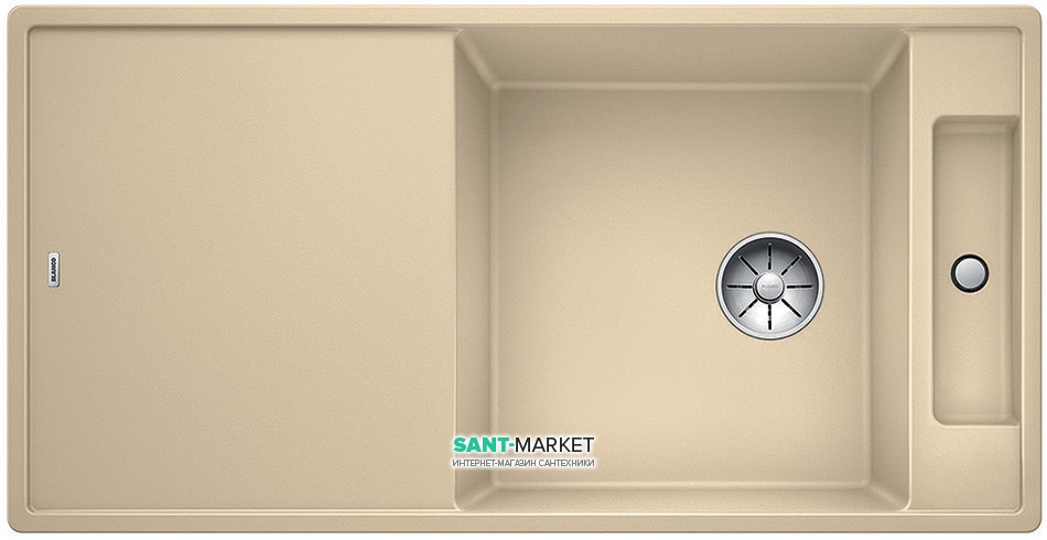 Мойка для кухни прямоугольная BLANCO Axia III XL 6S SILGRANIT врезная  с клапаном-автоматом  шампань 523516
