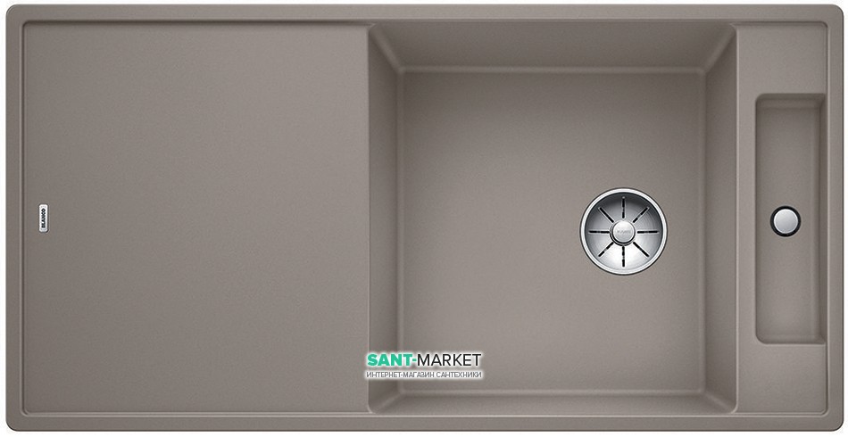 Мойка для кухни прямоугольная BLANCO Axia III XL 6S SILGRANIT врезная  с клапаном-автоматом  серый беж 523517