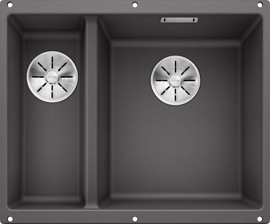 Мойка для кухни прямоугольная BLANCO SUBLINE 340/160-U SILGRANIT под столешницу  чаша справа  темная скала 523559