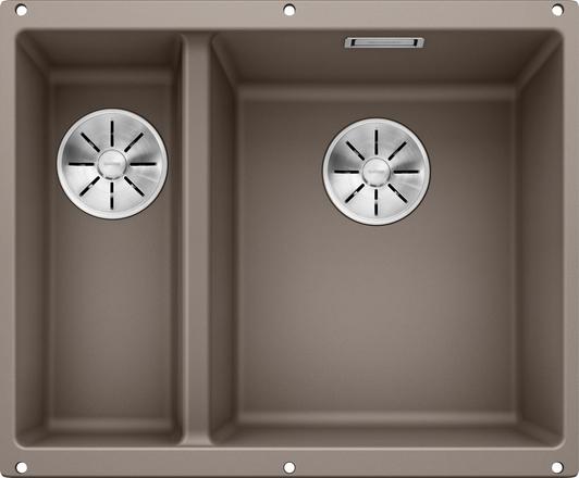 Мойка для кухни прямоугольная BLANCO SUBLINE 340/160-U SILGRANIT под столешницу  чаша справа  серый беж 523565
