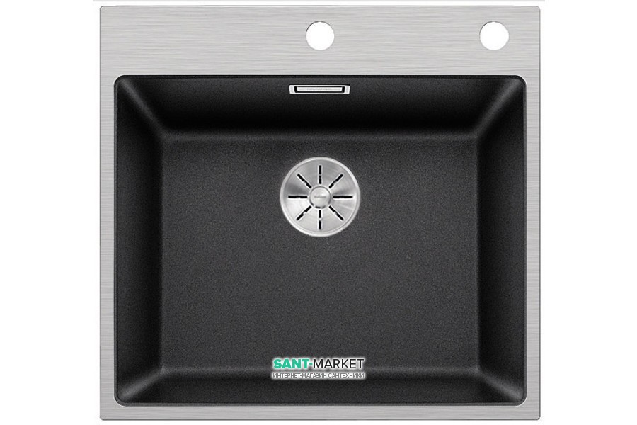 Мойка для кухни прямоугольная Blanco SUBLINE 500-IF/A искусственный гранит  стальной кант  клапан-автомат  антрацит 524111