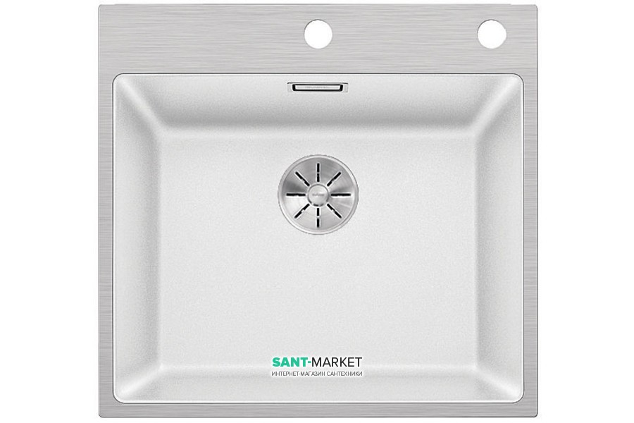 Мойка для кухни прямоугольная Blanco SUBLINE 500-IF/A искусственный гранит  стальной кант  клапан-автомат  белый 524112