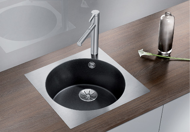 Мойка для кухни квадратная BLANCO Artago 6-IF/A врезная  с отводной арматурой InFino®  антрацит 521766