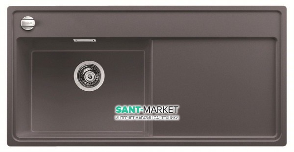 Мийка для кухні прямокутна BLANCO Zenar XL 6S врізна чаша зліва з клапаном-автоматом темна скеля 523975