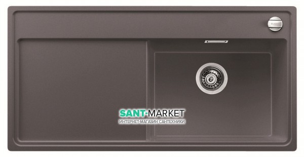 Мийка для кухні прямокутна BLANCO Zenar XL 6S врізна чаша справа з клапаном-автоматом темна скеля 523945