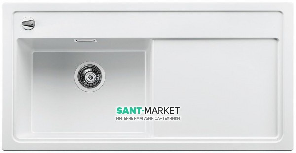 Мойка для кухни прямоугольная BLANCO Zenar XL 6S врезная  чаша слева  с клапаном-автоматом  белый 523978