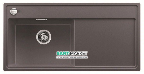Мийка для кухні прямокутна BLANCO Zenar XL 6S врізна чаша зліва з клапаном-автоматом темна скеля 523975