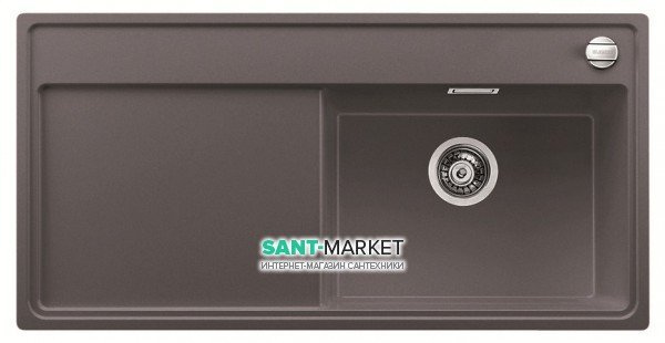 Мойка для кухни прямоугольная BLANCO Zenar XL 6S врезная  чаша справа  с клапаном-автоматом  темная скала 523945