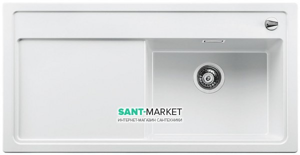 Мойка для кухни прямоугольная BLANCO Zenar XL 6S врезная  чаша справа  с клапаном-автоматом  белый 523948