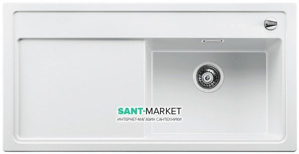 Мийка для кухні прямокутна BLANCO Zenar XL 6S врізна чаша справа з клапаном-автоматом білий 523948