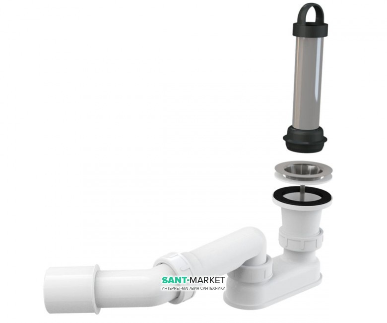 Сифон для душевого поддонa AlcaPlast Ø50 мм с гидрозатвором и коленом A462-50