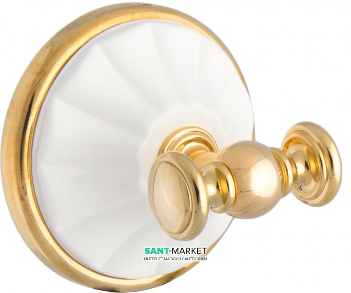 Гачок для рушників подвійний All.Pe Margherita золото / білий ORBI MG016