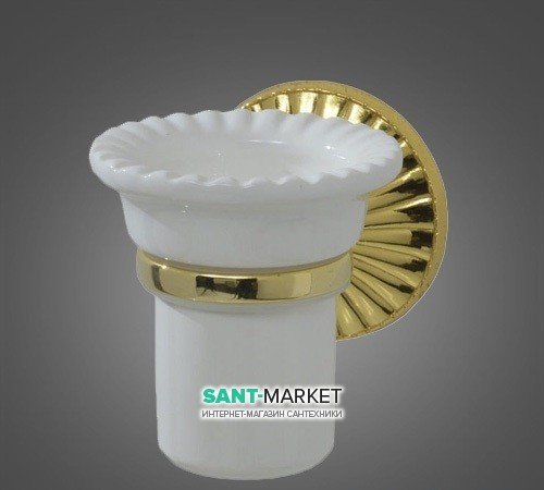 Тримач зі склянкою для зубних щіток настінний All.Pe Opal золото OR OP109