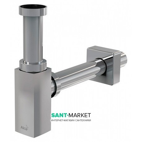 Сифон для раковини AlcaPlast суцільнометалевий гранований хром A401-BLISTR