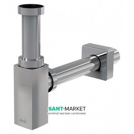 Сифон для раковины AlcaPlast цельнометаллический граненный хром A401-BLISTR