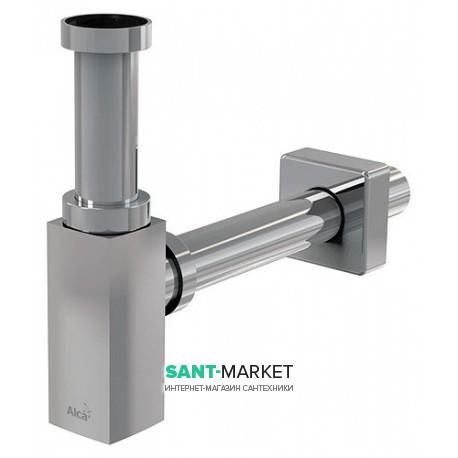 Сифон для раковини AlcaPlast суцільнометалевий гранований хром A401-BLISTR