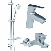 Комплект змішувачів для ванної з душовим гарнітуром KollerPool Twin хром NT0100 + NT0200 + TN010