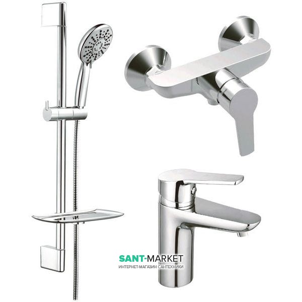 Комплект змішувачів для ванної з душовим гарнітуром Koller Pool Kvadro хром KR0200 + KR0450 + KR020
