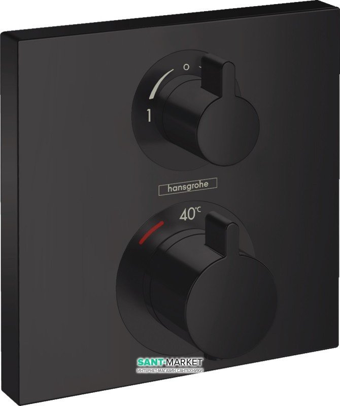Термостат для прихованого монтажу на 2 функції Hansgrohe Ecostat Square чорний матовий 15714670