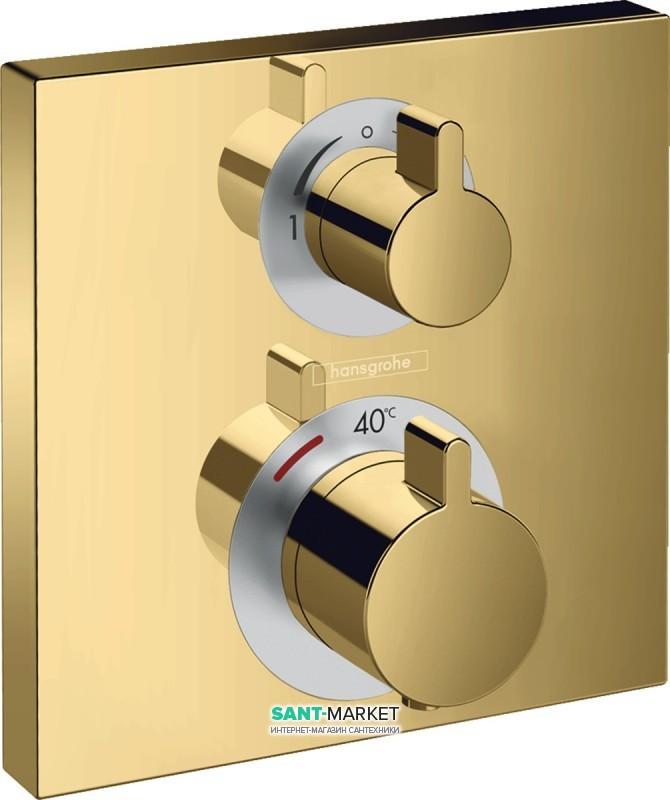 Термостат для скрытого монтажа на 2 функции Hansgrohe Ecostat Square золото 15714990