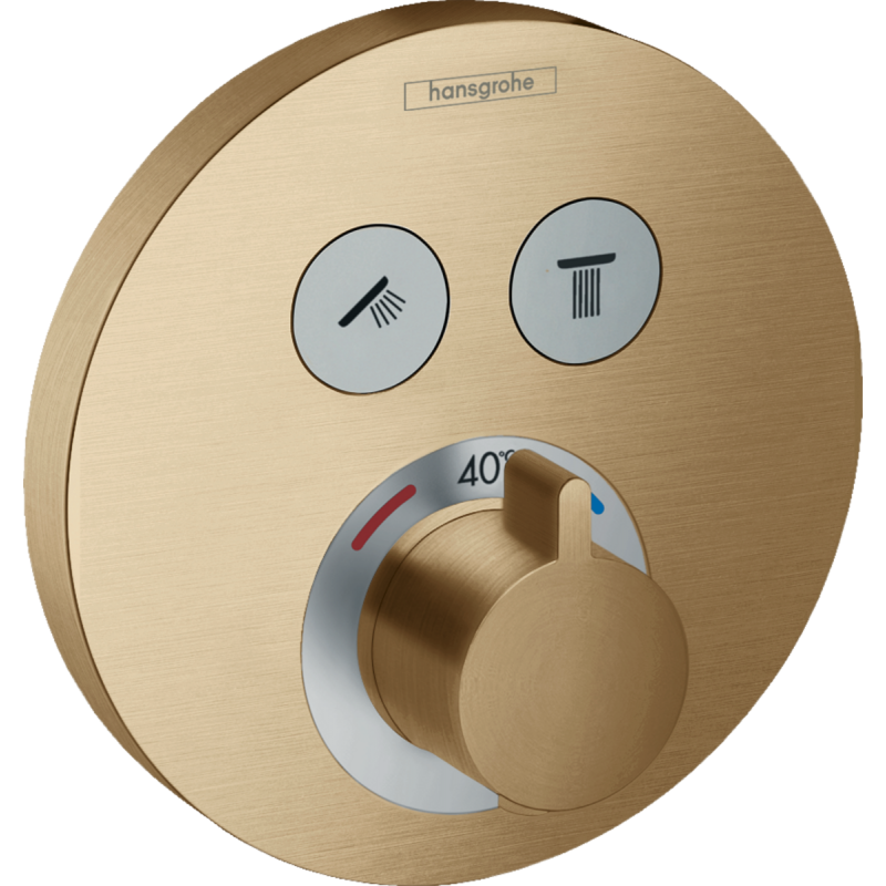 Термостат для прихованого монтажу на 2 функції Hansgrohe Ecostat ShowerSelect S бронза шліфована 15743140