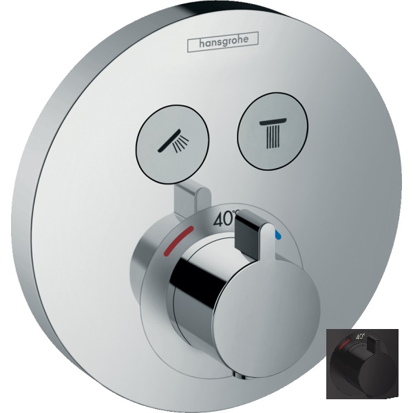 Термостат для прихованого монтажу на 2 функції Hansgrohe Ecostat ShowerSelect S чорний матовий 15743670