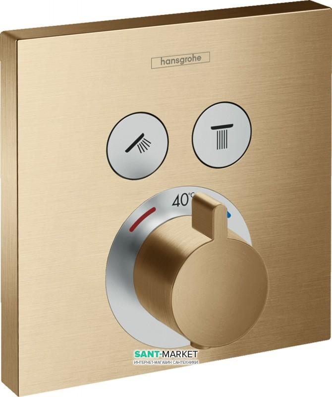 Термостат для прихованого монтажу на 2 функції Hansgrohe ShowerSelect бронза шліфована 15763140