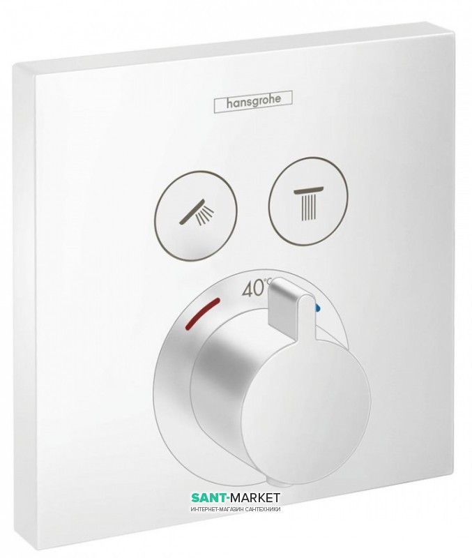 Термостат для прихованого монтажу на 2 функції Hansgrohe ShowerSelect білий матовий 15763700