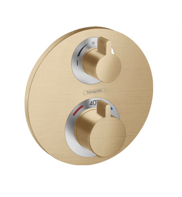 Термостат для скрытого монтажа с запорным/переключающим вентилем Hansgrohe Ecostat S бронза шлифованная 15758140