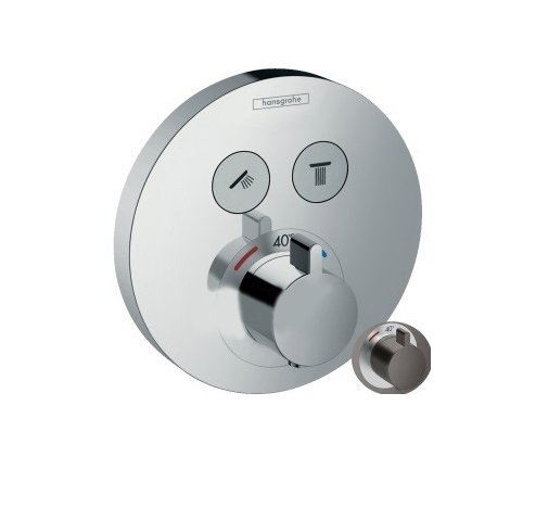 Термостат для скрытого монтажа на 2 функции Hansgrohe Ecostat ShowerSelect S черный хром шлифованный 15743340
