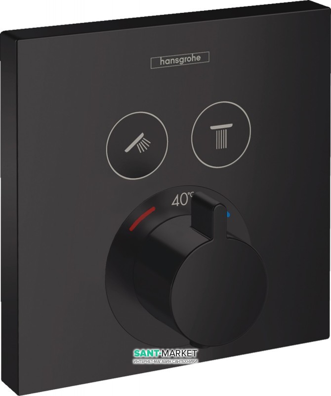 Термостат для скрытого монтажа на 2 функции Hansgrohe ShowerSelect черный матовый 15763670