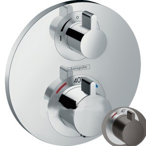 Термостат для скрытого монтажа с запорным/переключающим вентилем Hansgrohe Ecostat S черный хром шлифованный 15758340