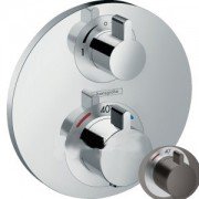 Термостат для скрытого монтажа с запорным/переключающим вентилем Hansgrohe Ecostat S черный хром шлифованный 15758340