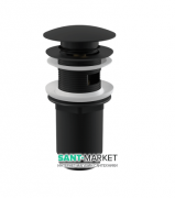 Донний клапан для раковини AlcaРlast Click-Clak з великою кришкою чорний матовий A392BLACK