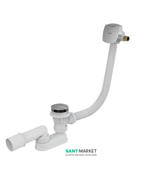 Сифон для ванни AlcaPlast Click-Clack з напуском води через перелив A508KM-80