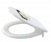 Сиденье с крышкой для унитаза AlcaPlast антибактериальное Soft Close A604 FLOWER