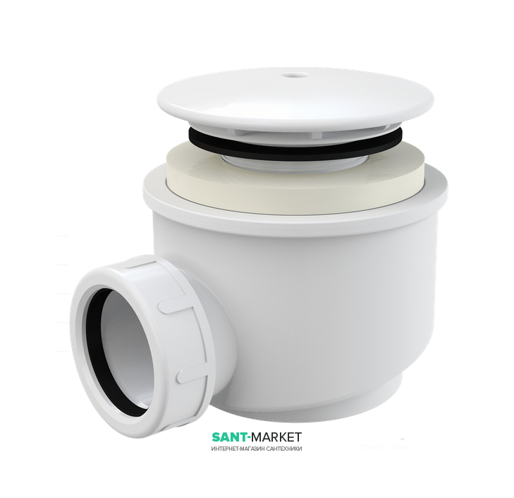 Сифон для душового поддонa AlcaPlast Ø60 мм білий A47B-60