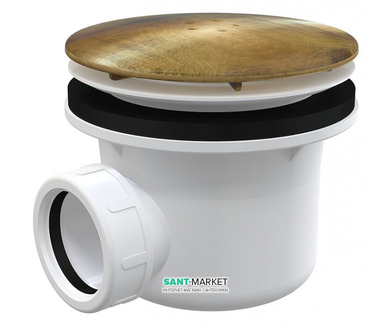 Сифон для душевого поддонa AlcaPlast бронза-антик A49ANTIC