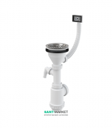 Сифон для мойки AlcaPlast с решёткой переливом и штуцером A447P-DN50/40