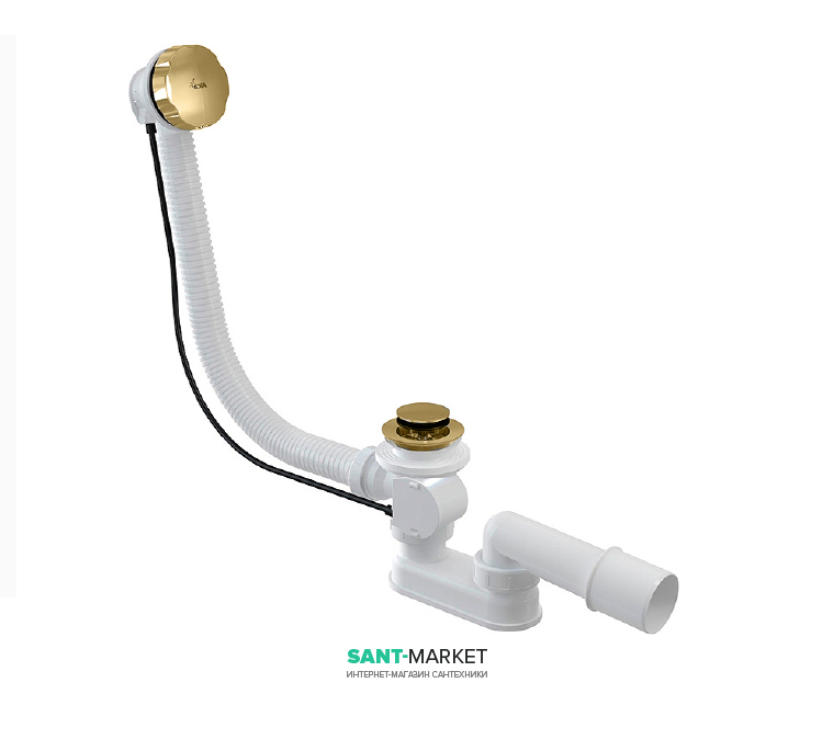 Сифон для ванни AlcaPlast автомат комплект золото A55GOLD