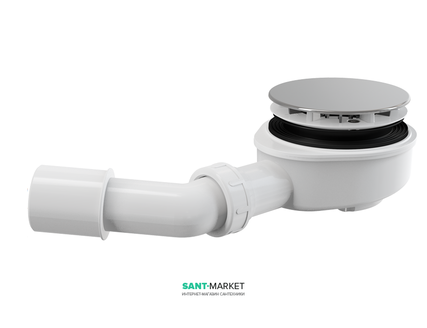 Сифон для душового поддонa AlcaPlast занижений хром A491CR