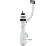 Сифон для мийки AlcaPlast з нержавіючої гратами і гофроперелівом A444-DN50 / 40