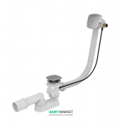 Сифон для ванны AlcaPlast с напуском воды через перелив хром A564KM3-100